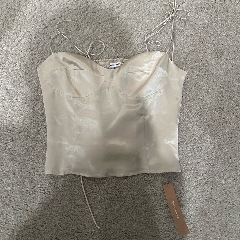 Reformation Cream Satin Camisole Top